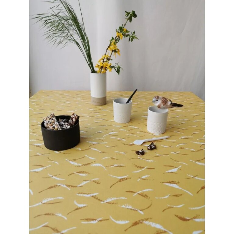Fleur de Soleil - Nappe enduite Vagues Jaunes