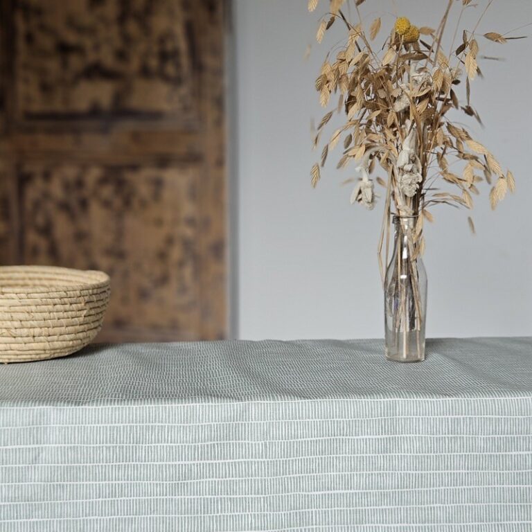 Fleur de Soleil - Nappe ronde ou ovale enduite Bambou vert