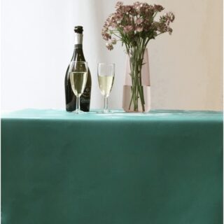 Fleur de Soleil - Nappe ronde ou ovale vert sapin enduite