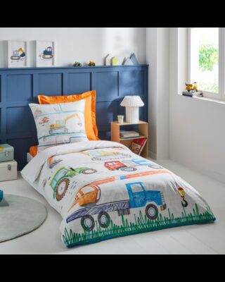 Parure Enfant Imprimée – Chantier par la marque Blanc de Gérardmer Blanc de Gérardmer - Parure Enfant Imprimée – Chantier