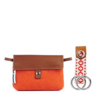 TUSSOR - Mobile corail, Sangle fine crustacés rouge & Mousquetons