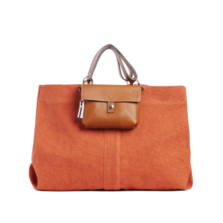 TUSSOR - Large brique & Mobile cuir veau gold