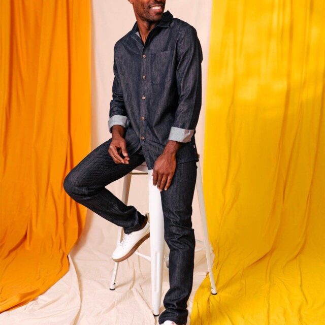 1083 - JEANS 2ND CHOIX SLIM 104N FUSELE coton bio filidenim flex indigo brut Homme