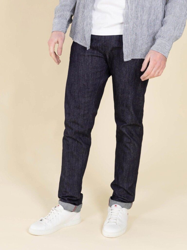 1083 - JEANS 2ND CHOIX SLIM 104N FUSELE coton bio filidenim flex indigo brut Homme
