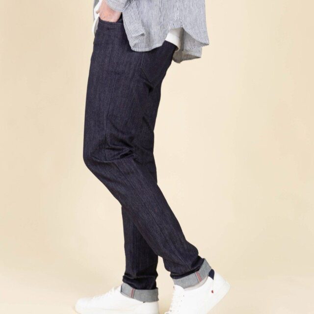 1083 - JEANS 2ND CHOIX SLIM 104N FUSELE coton bio filidenim flex indigo brut Homme