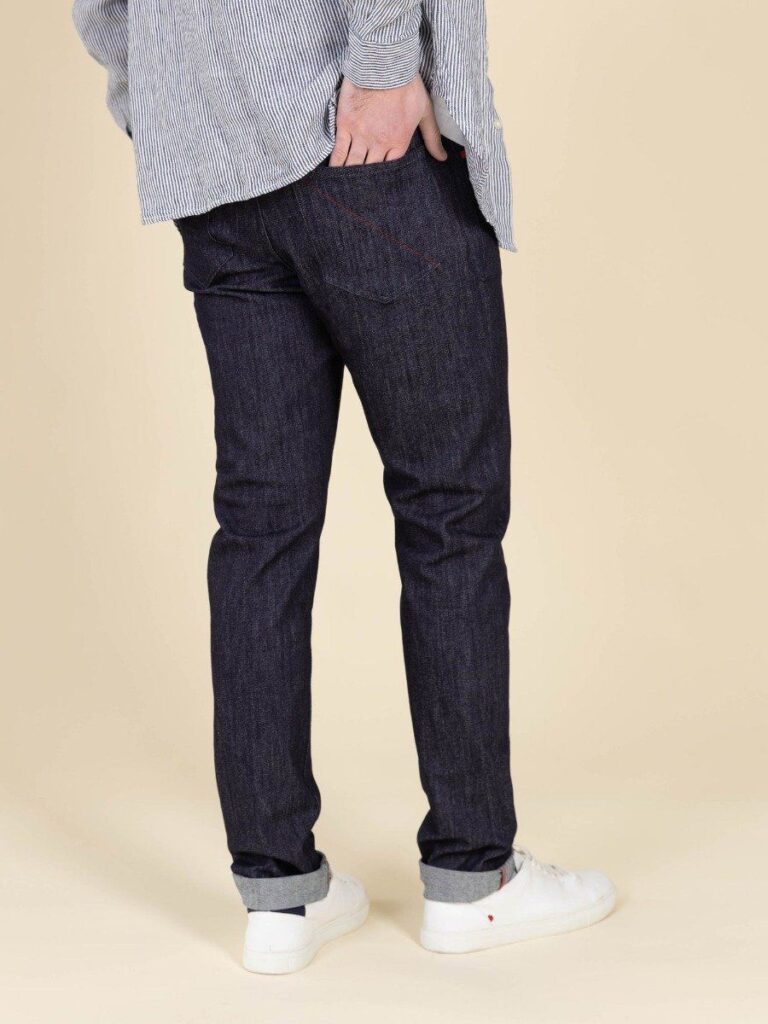 1083 - JEANS 2ND CHOIX SLIM 104N FUSELE coton bio filidenim flex indigo brut Homme