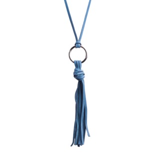 TUSSOR - Sautoir cuir Bleu océan