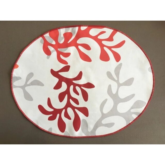 Fleur de Soleil - Set de table enduit ovale Corail rouge