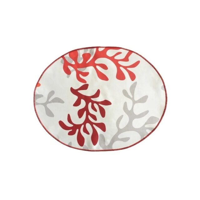 Fleur de Soleil - Set de table enduit ovale Corail rouge