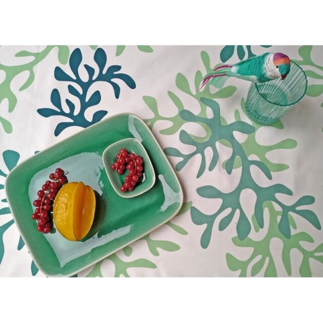 Fleur de Soleil - Set de table enduit Corail vert