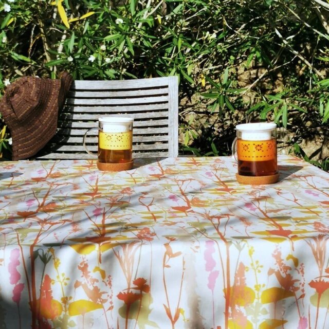 Fleur de Soleil - Nappe enduite Champêtre rose