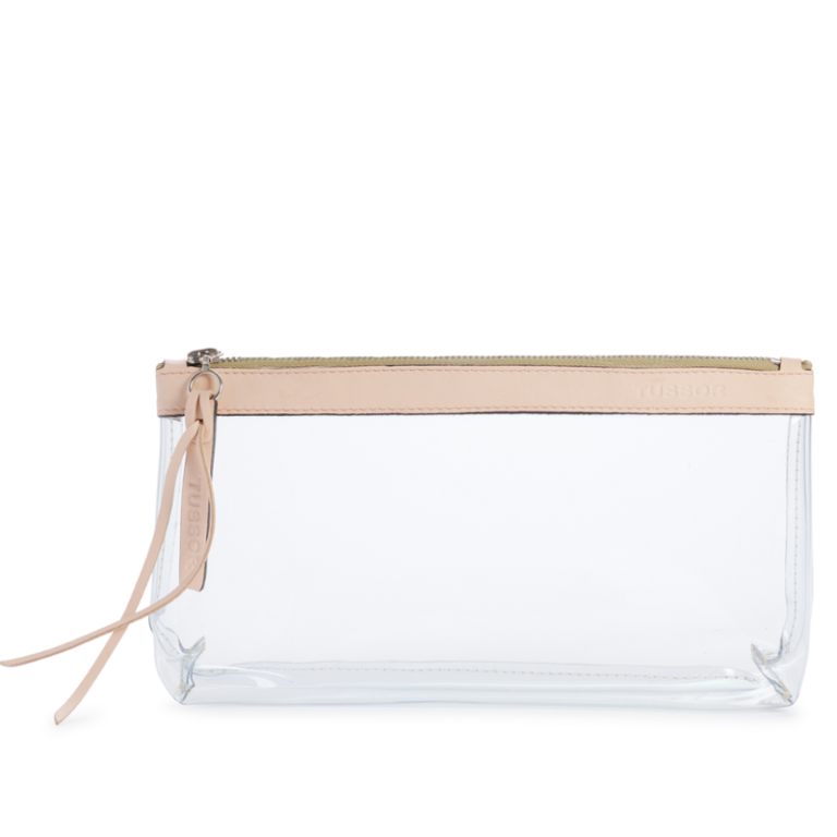 TUSSOR - Trousse PVC et cuir Poudré Large