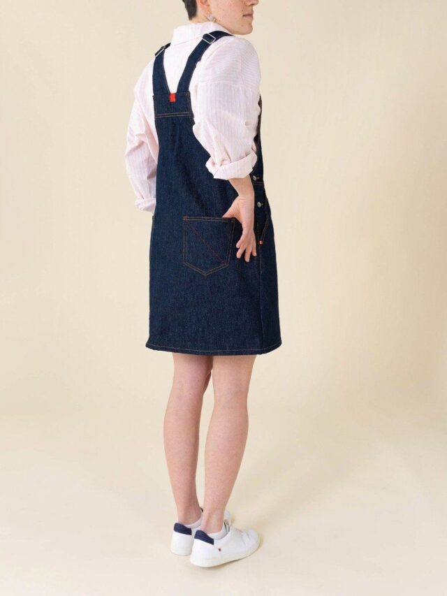 1083 - ROBE SALOPETTE 549 POCHES ITALIENNES coton bio superdenim carde bleu