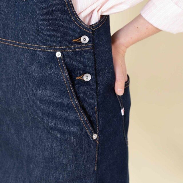 1083 - ROBE SALOPETTE 549 POCHES ITALIENNES coton bio superdenim carde bleu