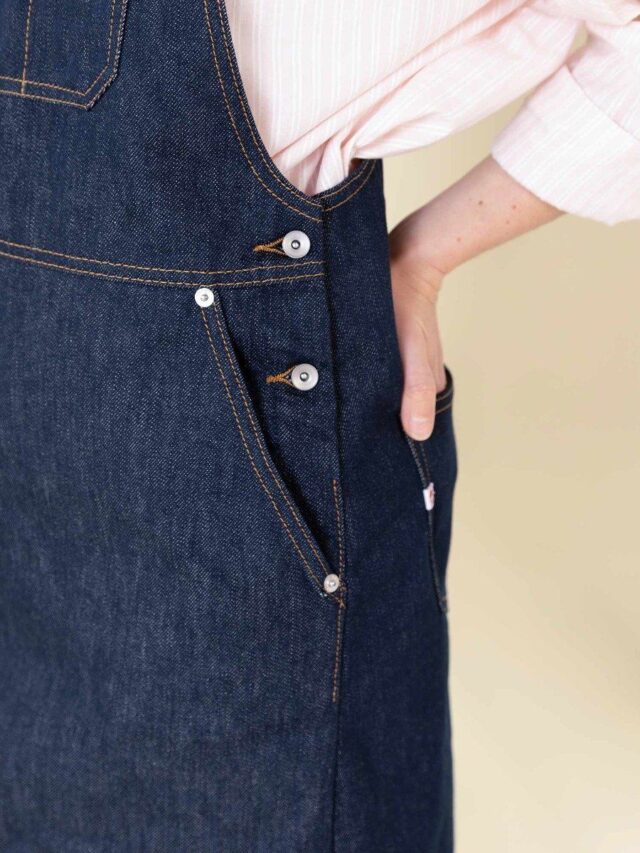 1083 - ROBE SALOPETTE 549 POCHES ITALIENNES coton bio superdenim carde bleu