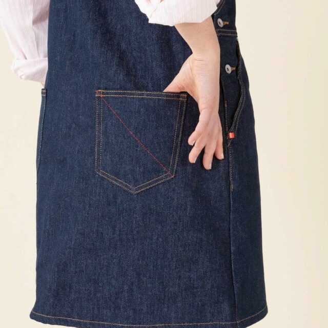 1083 - ROBE SALOPETTE 549 POCHES ITALIENNES coton bio superdenim carde bleu