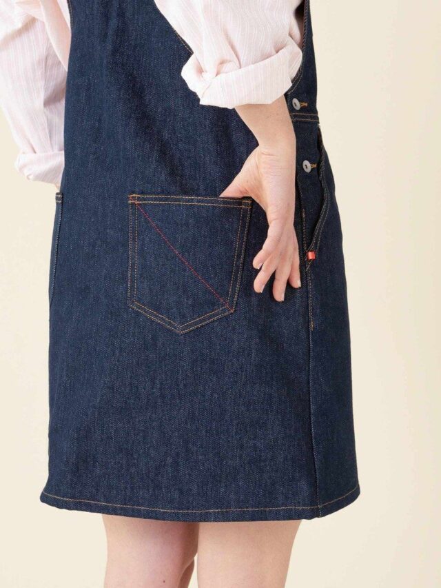 1083 - ROBE SALOPETTE 549 POCHES ITALIENNES coton bio superdenim carde bleu