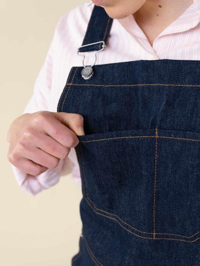 1083 - ROBE SALOPETTE 549 POCHES ITALIENNES coton bio superdenim carde bleu