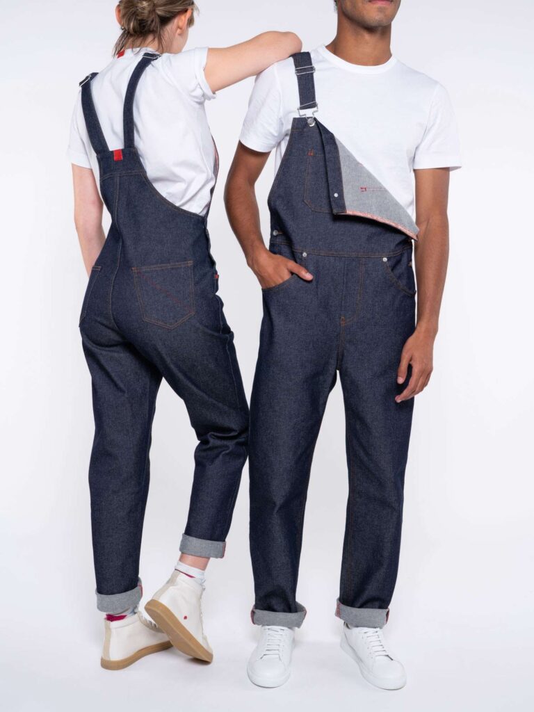 1083 - SALOPETTE JEANS 571 coton bio superdenim flex indigo brut Unisexe
