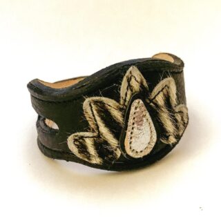 Maison Rottier - Bracelet Manchette Cuir Blanc et Noir