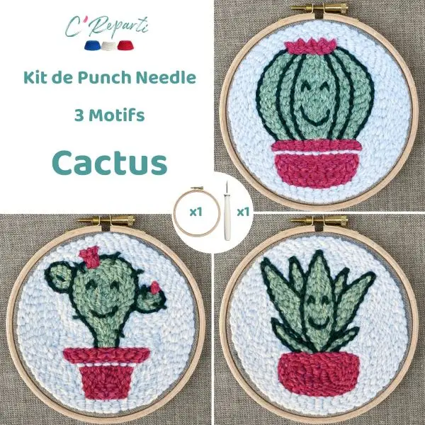 C’Reparti - Kit Punch Needle 3 Motifs Cactus