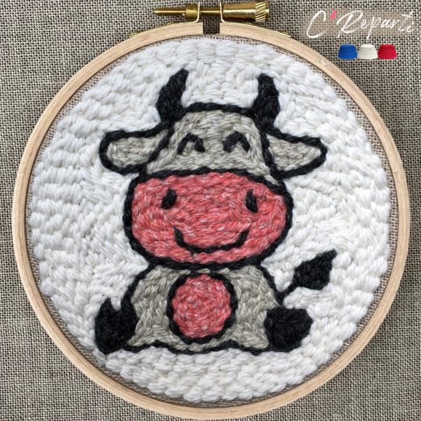 Kit Punch Needle Débutant Avec Motif Mouton | Broderie Sans Couture, Tout Inclus : Aiguille, Toile, Fils, Instructions