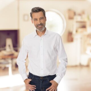 PALÂBA - Chemise col italien classique coton ajustée blanche