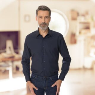 PALÂBA - Chemise manche longue marine en coton