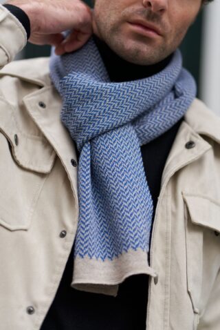 Echarpe Adam Beige bleu par la marque Maison Bonnefoy Maison Bonnefoy - Echarpe Adam Beige bleu