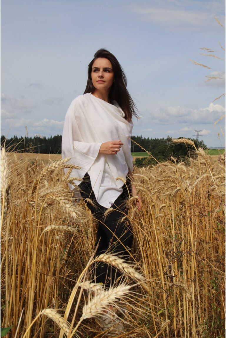maison-bonnefoy - Poncho Paule en cachemire – Gris