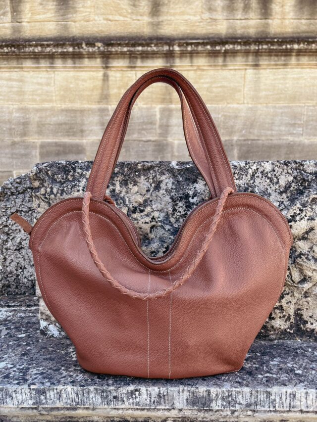 Maison Rottier - Sac Cabas en Cuir Marron Grainé – Hermine