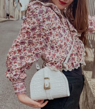 Maison Rottier - Sac en Cuir Blanc Effet Crocodile – Nathalie Taille S