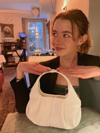 Sac Cuir Blanc Style Croco – Aline Taille S par la marque Maison Rottier Maison Rottier - Sac Cuir Blanc Style Croco – Aline Taille S