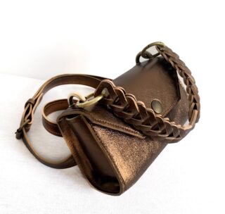 Maison Rottier - Petit Sac en Cuir Bronze Brillant  Suzanne