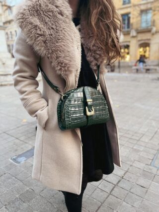 Maison Rottier - Sac en Cuir Vert Effet Crocodile  Nathalie Taille S