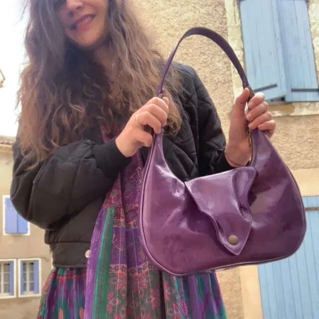 Maison Rottier - Sac en Cuir Velours Violet Brillant – Capucine