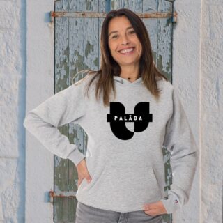 PALÂBA - Hoodies gris en coton bio molleton gratté imprimé