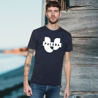 PALÂBA - T-shirt bleu coton bio à col rond en jersey