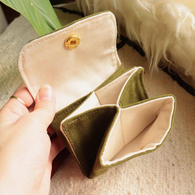 Maison Mallow - Mini Portefeuille En Toile Unie Vert Kaki