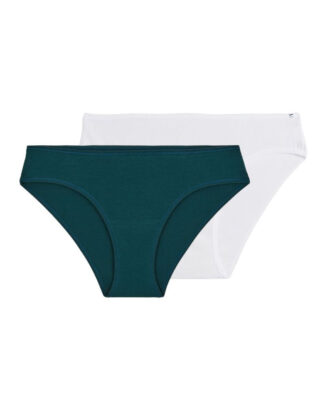 Maison Lemahieu - 2x Culottes en Coton BIO – Vert + Blanc – Femme
