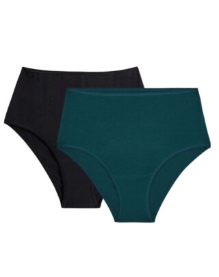 Maison Lemahieu - 2x Culottes taille haute – Vert Cyprès – Noire – Femme