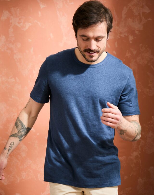 Lemahieu - 2x T-shirts 100% lin - Marine - Homme