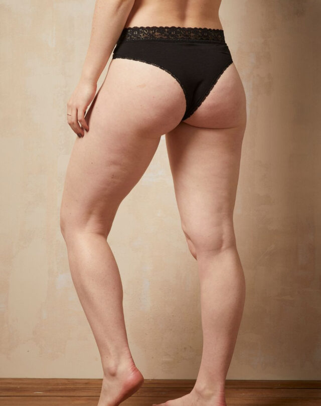 Lemahieu - 2x Tanga Dentelle - Noir et Ecru - Blanc - Femme