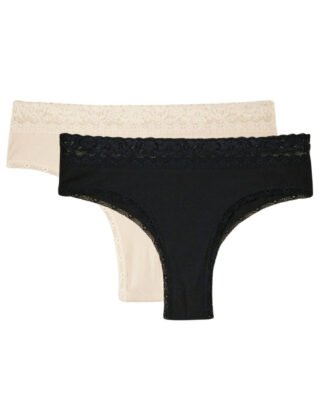 Maison Lemahieu - 2x Tanga Dentelle – Noir et Ecru – Blanc – Femme