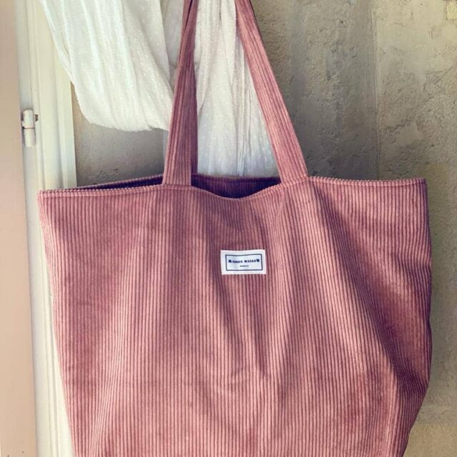 Maison Mallow - Sac Cabas en Velours côtelé Rose