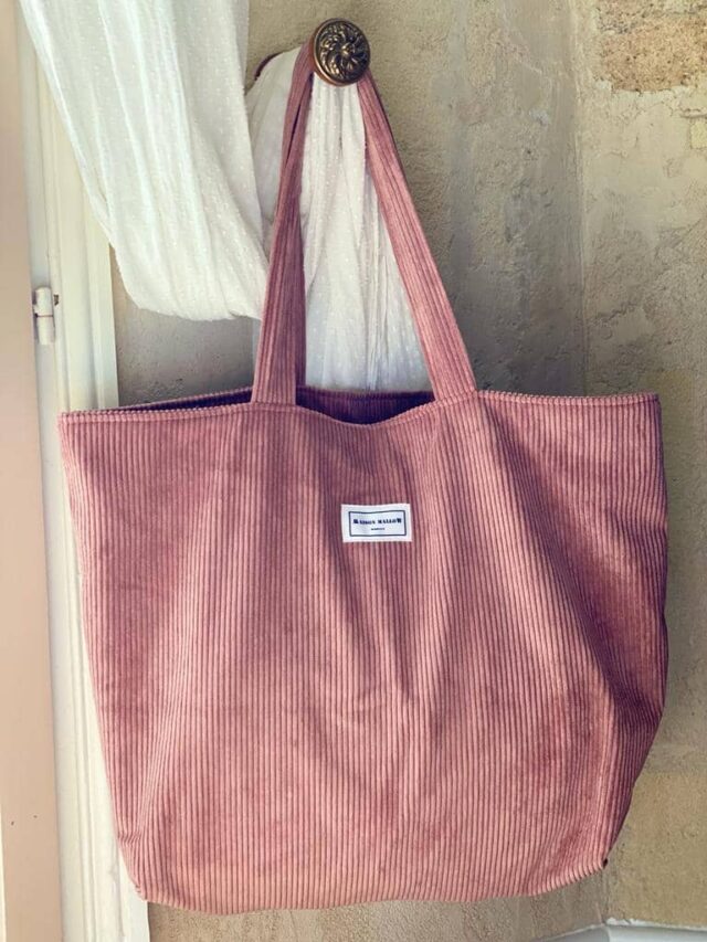 Maison Mallow - Sac Cabas en Velours côtelé Rose