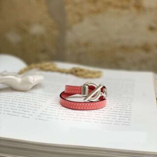 MAISON MALLOW - Bracelet en cuir Corail fermoir argenté
