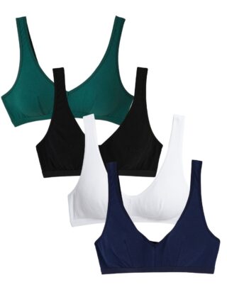4x Brassières à pinces – Noir – Blanc – Marine – Vert Cyprès – Femme par la marque Maison Lemahieu Maison Lemahieu - 4x Brassières à pinces – Noir – Blanc – Marine – Vert Cyprès – Femme