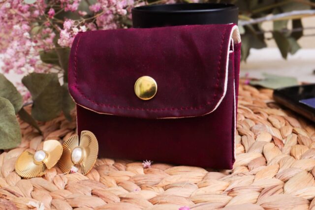 Maison Mallow - Mini Portefeuille En Coton Enduit Imperméable Lie de Vin