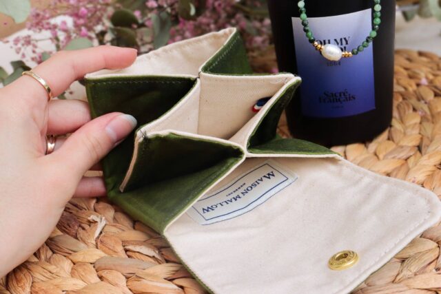 Maison Mallow - Mini Portefeuille En Coton Enduit Imperméable Vert